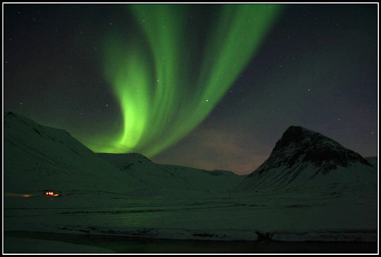 Northern lights in Iceland north west coast